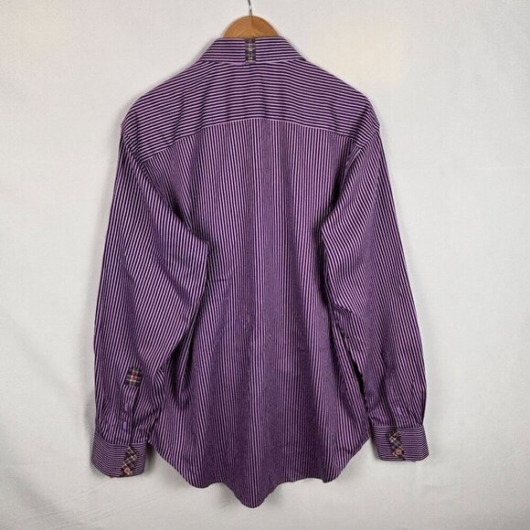 Robert Graham Men's Long Sleeve Button up Shirt 100% Cotton XL Contrasting cuff - Picture 9 of 14